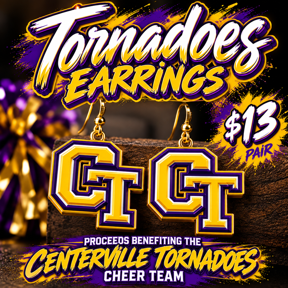 Centerville Tornadoes Earings