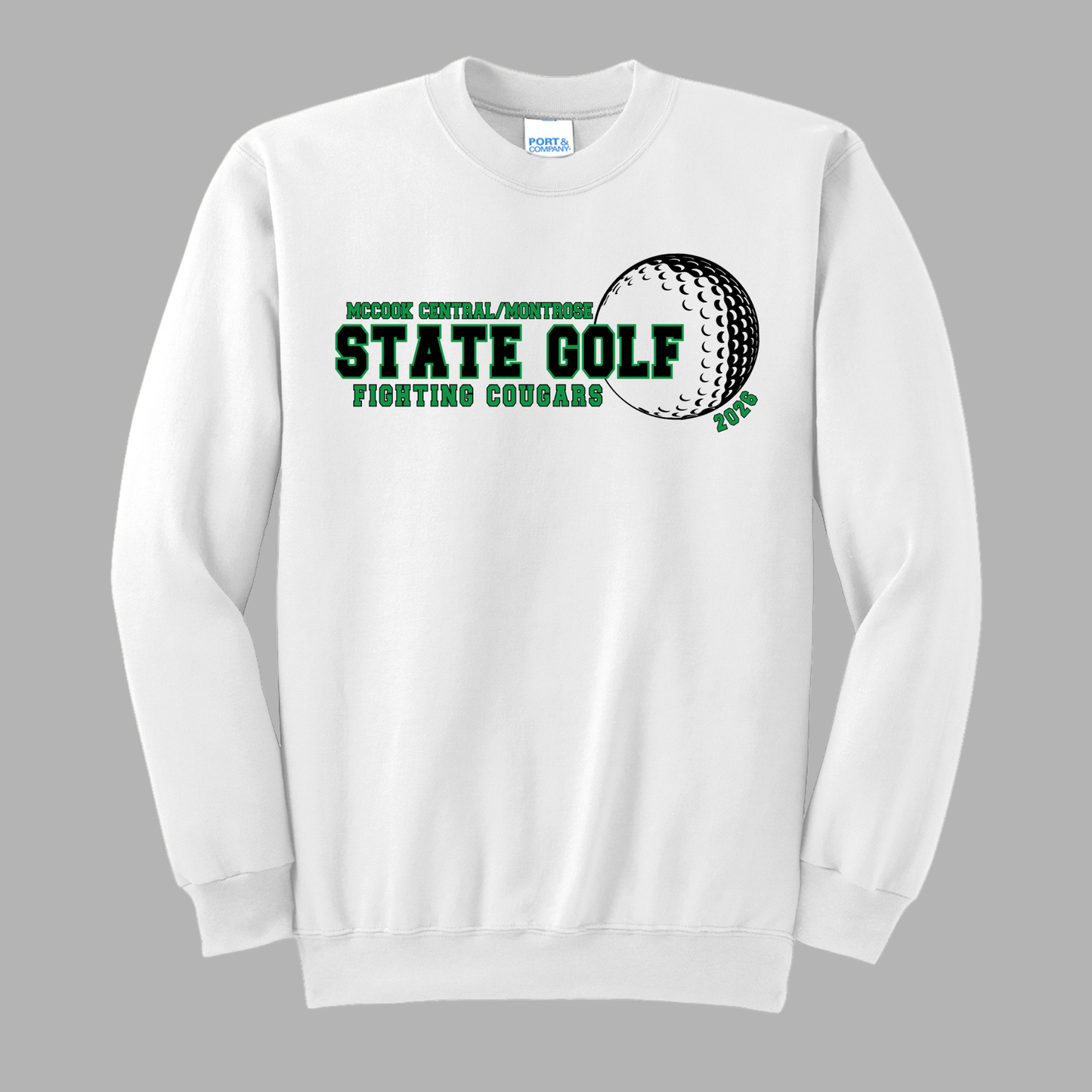 McCook Central/Montrose State Golf Port & Co™ Essential Fleece Crewneck Sweatshirt