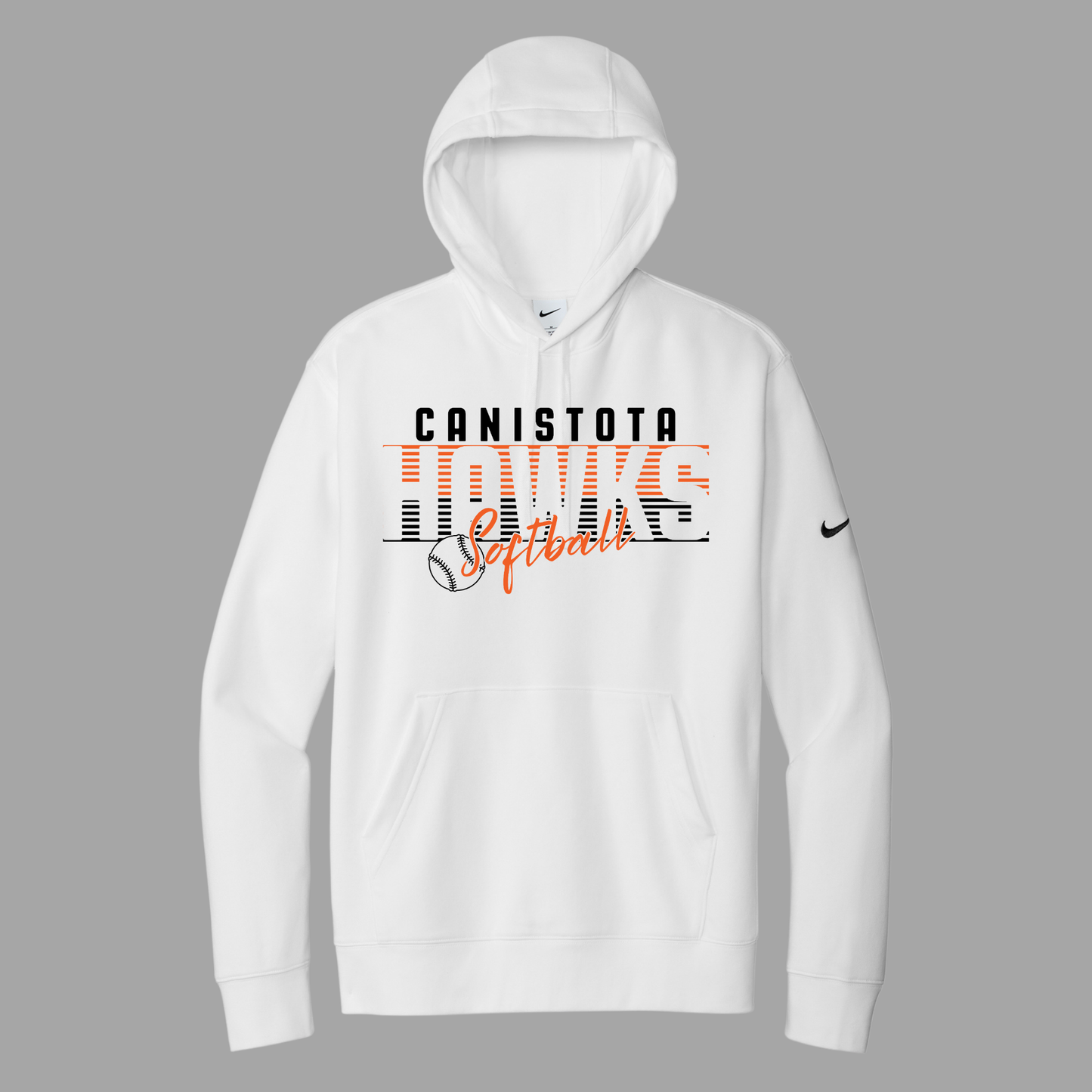 Canistota Softball Nike Club Fleece Sleeve Swoosh Pullover Hoodie