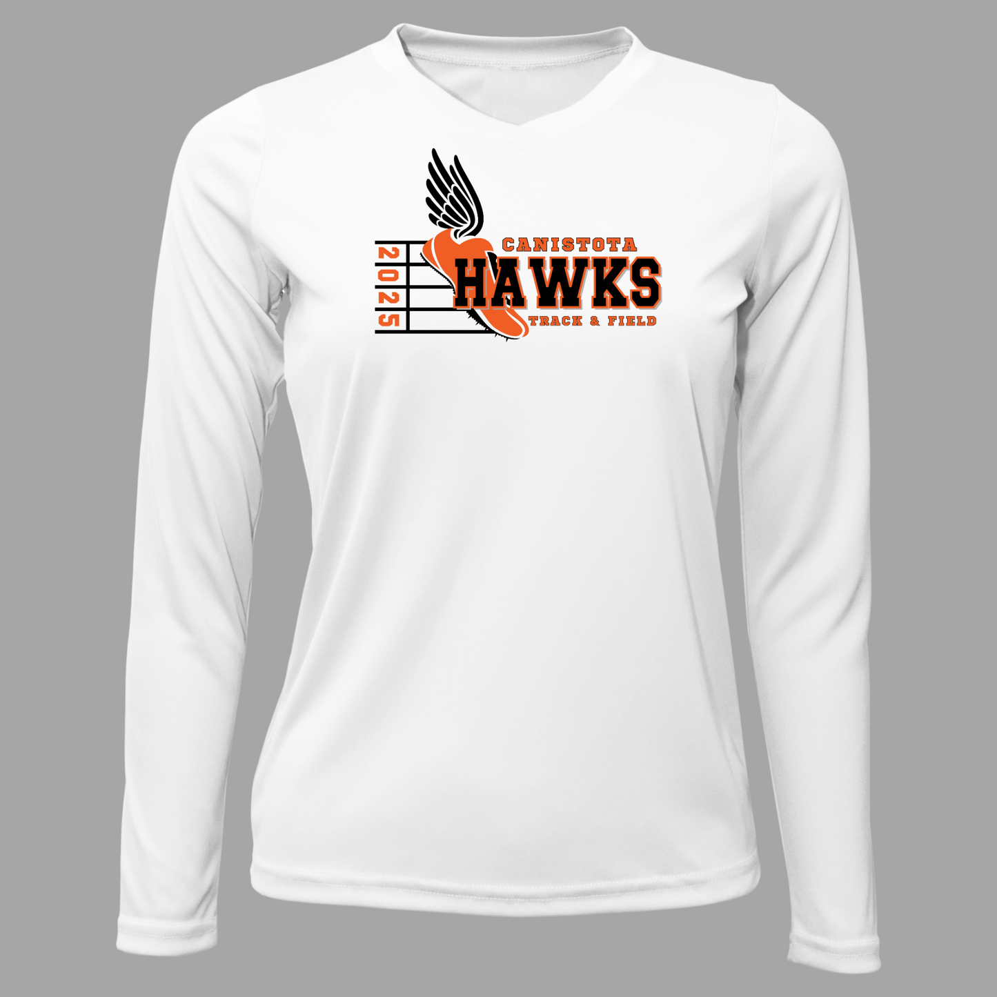 Canistota Track and Field Women Xtreme-Tek Long Sleeve V-Neck Shirt