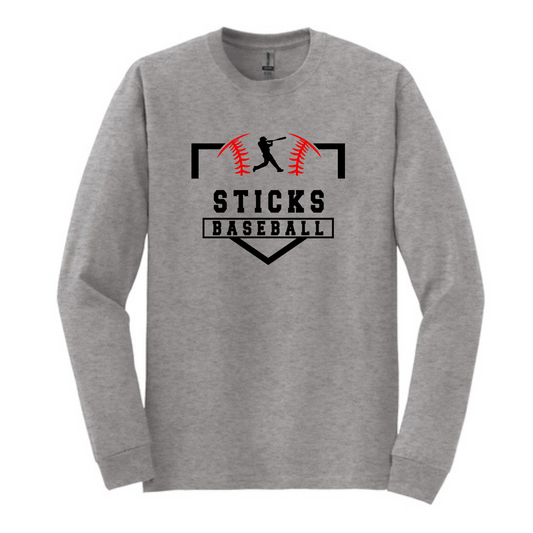 Sticks Baseball Gildan® Youth Heavy Cotton™ 100% Cotton Long Sleeve T-Shirt