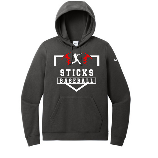 Sticks Baseball Nike Women's Club Fleece Sleeve Swoosh Pullover Hoodie