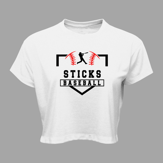 Sticks Baseball Women Soft-Tek Blend Crop T-Shirt