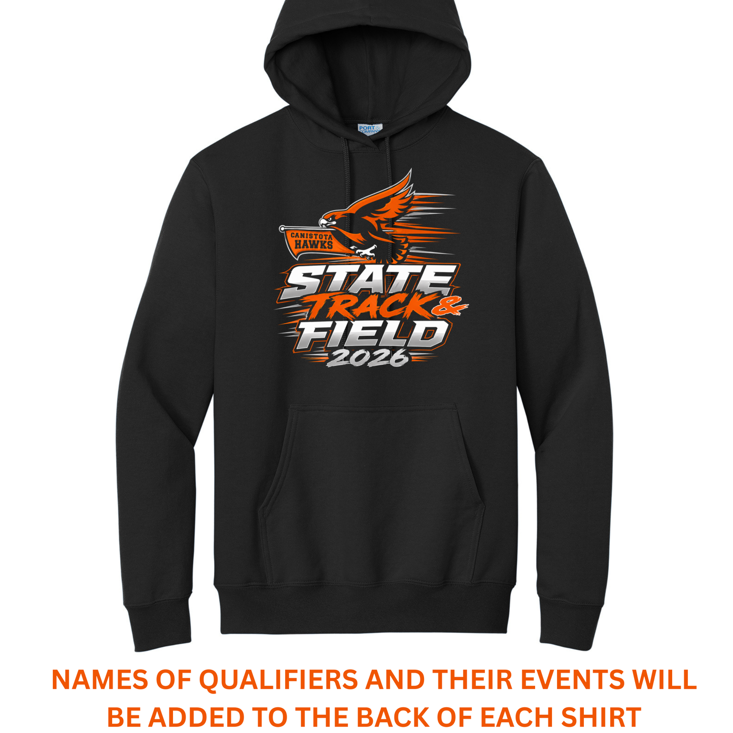 Canistota Hawks State Track & Field Port & Co™ Essential Fleece Pullover Hooded Sweatshirt