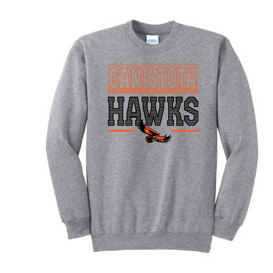 Canistota Hawks Port & Company® Tall Essential Fleece Crewneck Sweatshirt