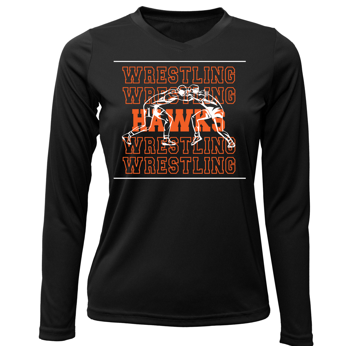 Canistota Hawks Wrestling Women Xtreme-Tek Long Sleeve V-Neck Shirt