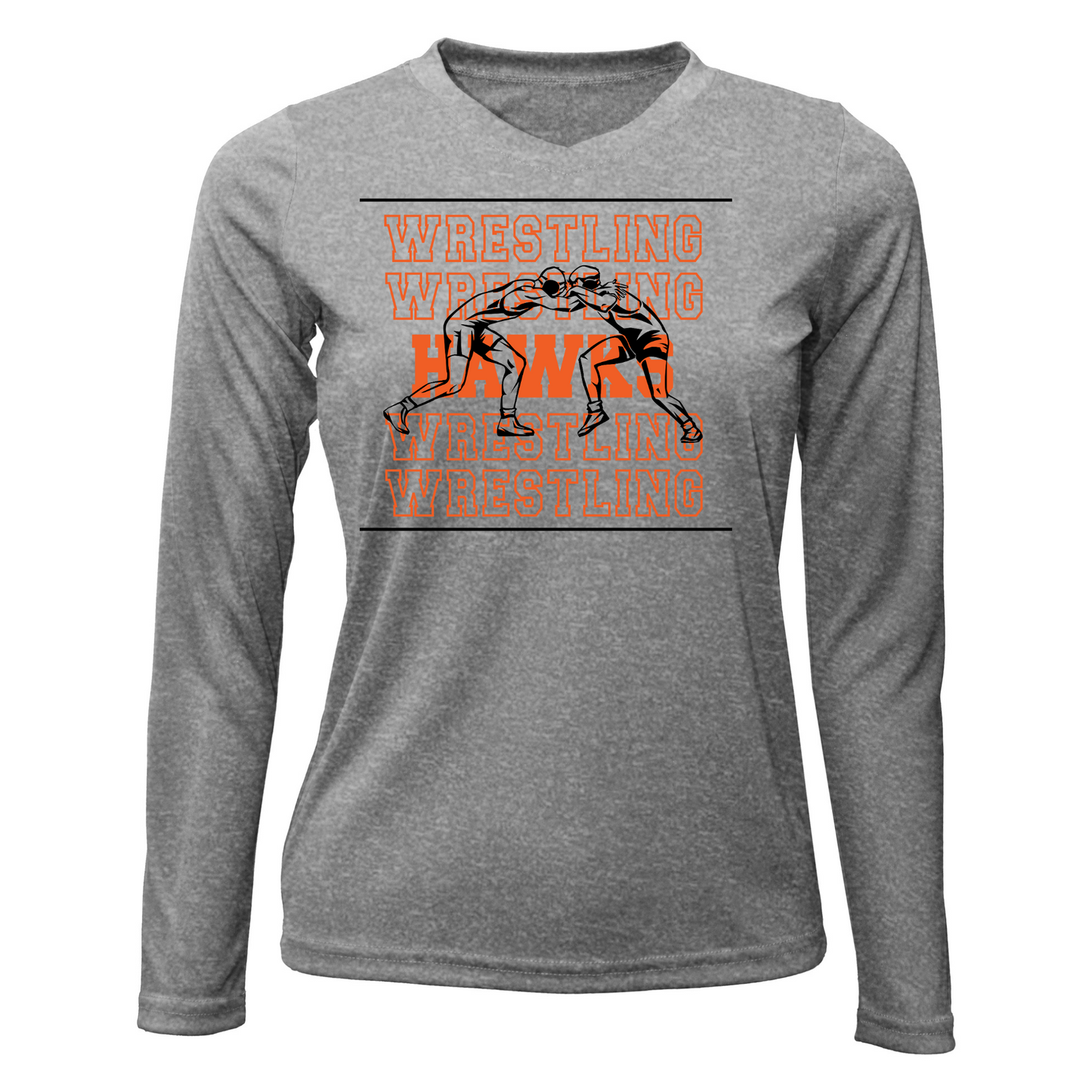 Canistota Hawks Wrestling Women Xtreme-Tek Long Sleeve V-Neck Shirt