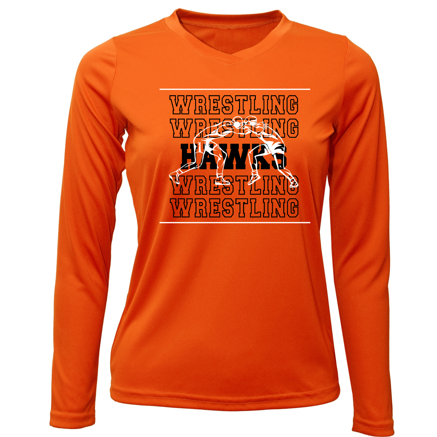 Canistota Hawks Wrestling Women Xtreme-Tek Long Sleeve V-Neck Shirt