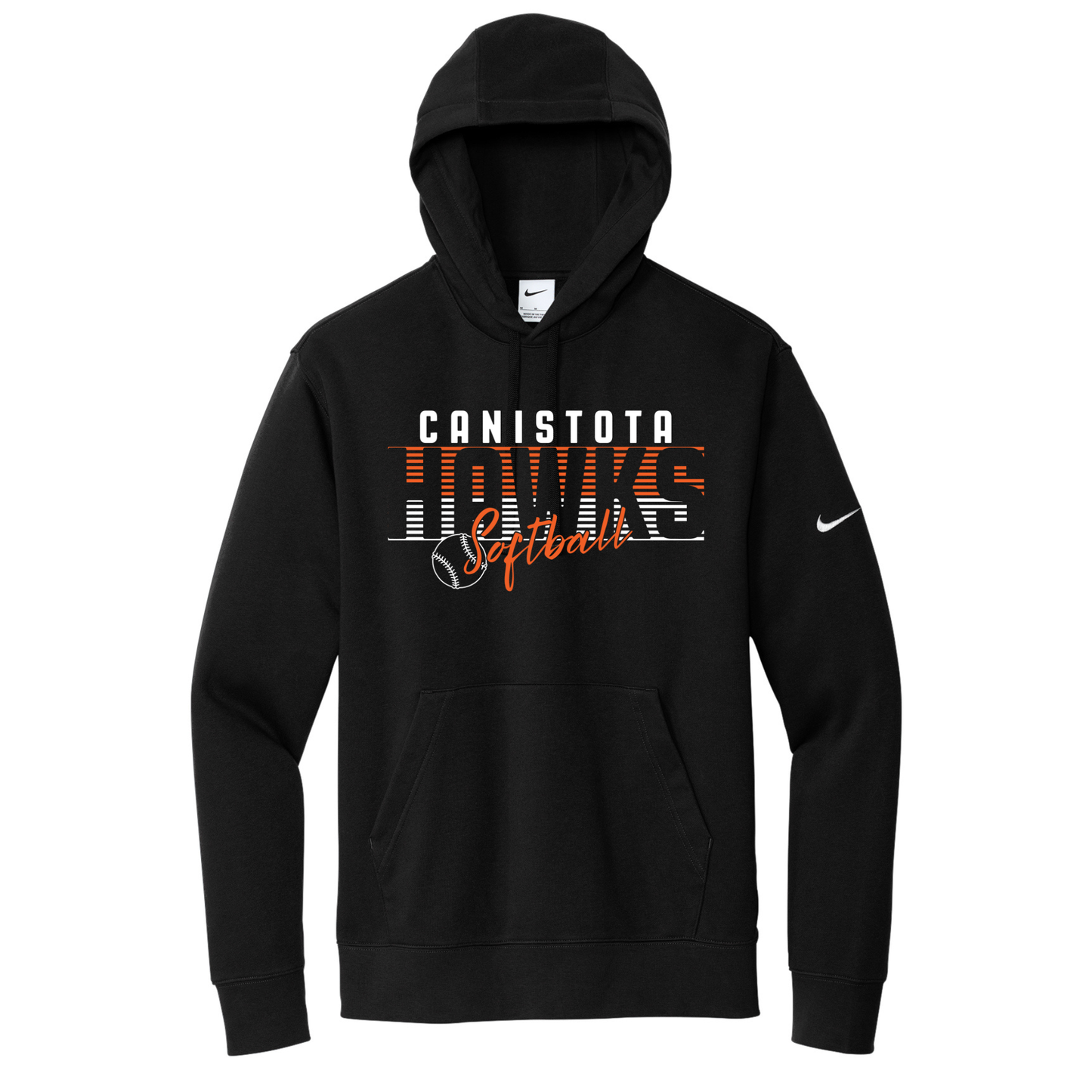 Canistota Softball Nike Club Fleece Sleeve Swoosh Pullover Hoodie