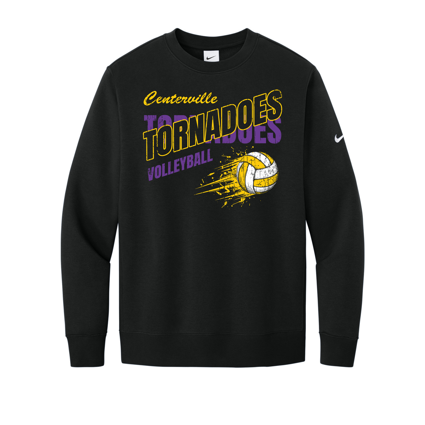 Centerville Volleyball Nike Club Fleece Sleeve Swoosh Crew
