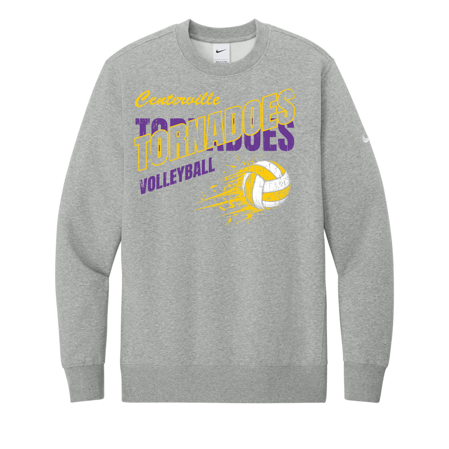 Centerville Volleyball Nike Club Fleece Sleeve Swoosh Crew