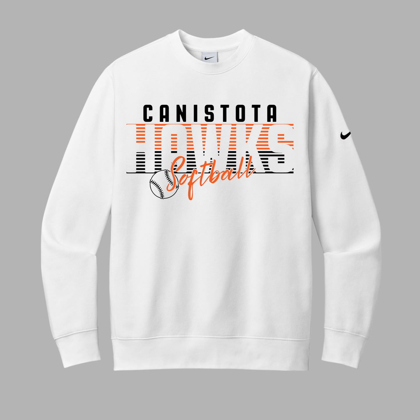 Canistota Softball Nike Club Fleece Sleeve Swoosh Crew