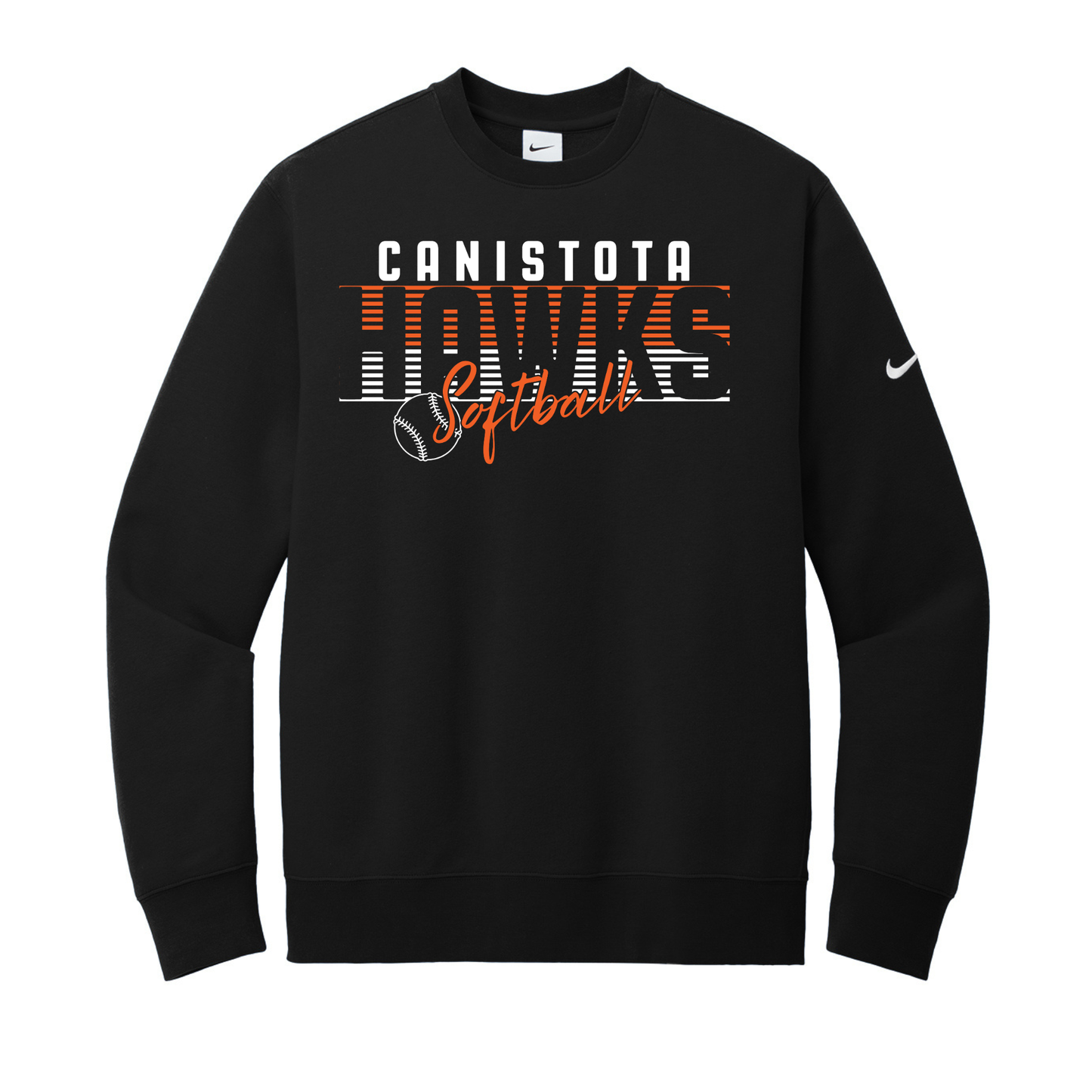 Canistota Softball Nike Club Fleece Sleeve Swoosh Crew