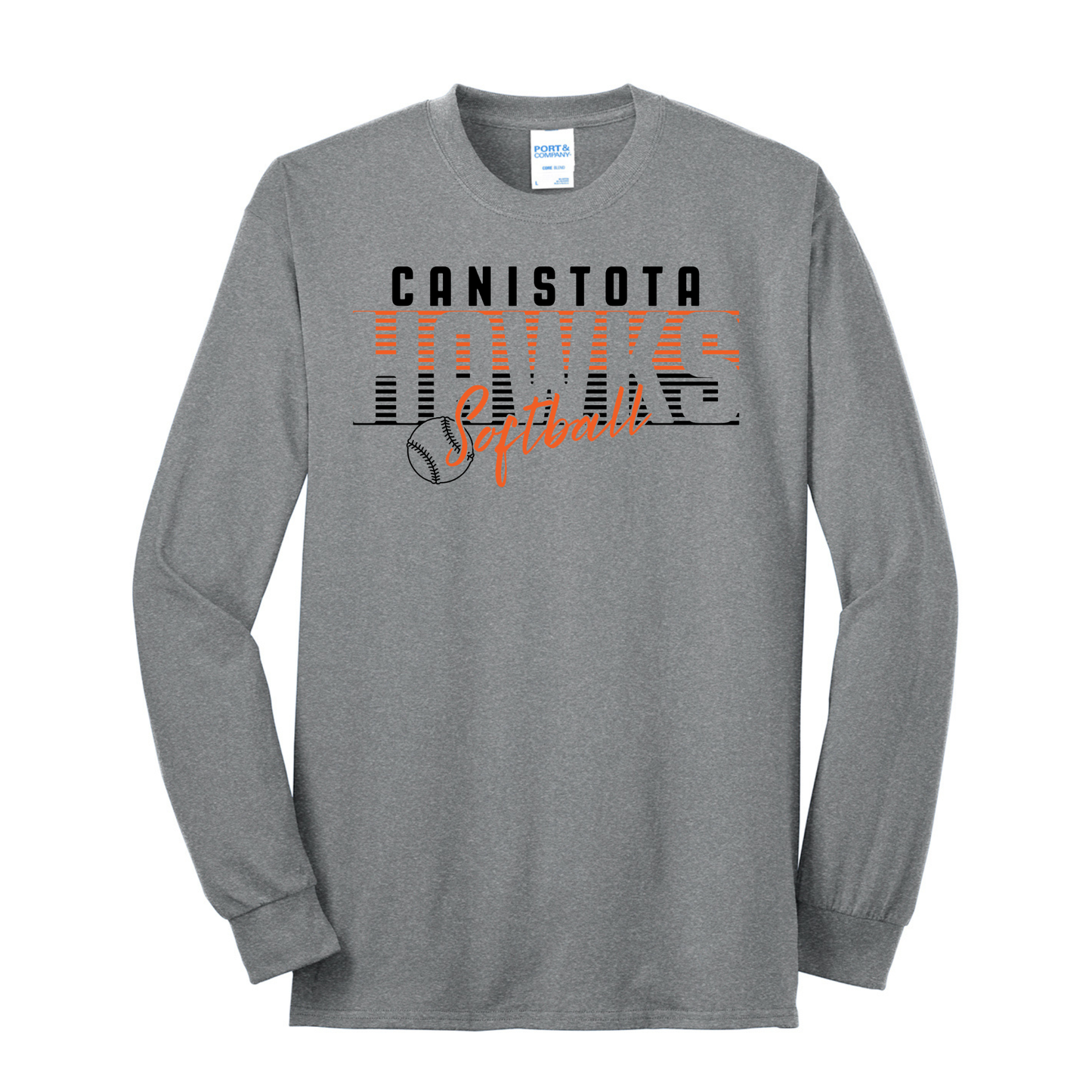 Canistota Softball Port & Company® Tall Long Sleeve Core Blend Tee