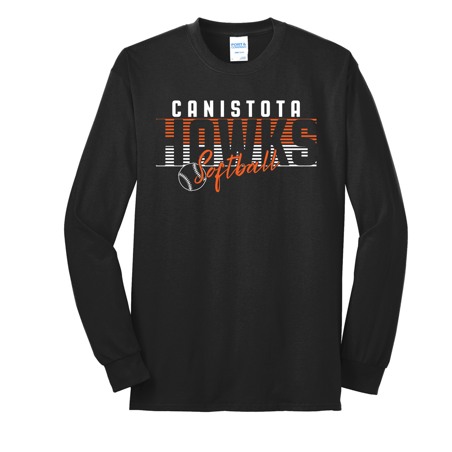 Canistota Softball Port & Company® Tall Long Sleeve Core Blend Tee