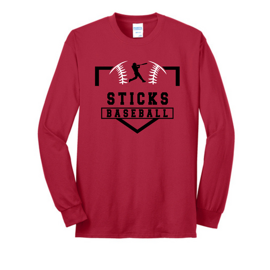Sticks Baseball Port & Company® Tall Long Sleeve Core Blend Tee
