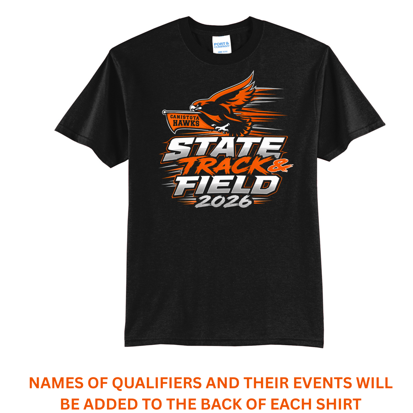 Canistota Hawks State Track & Field Port & Company® TALL Core Blend Tee