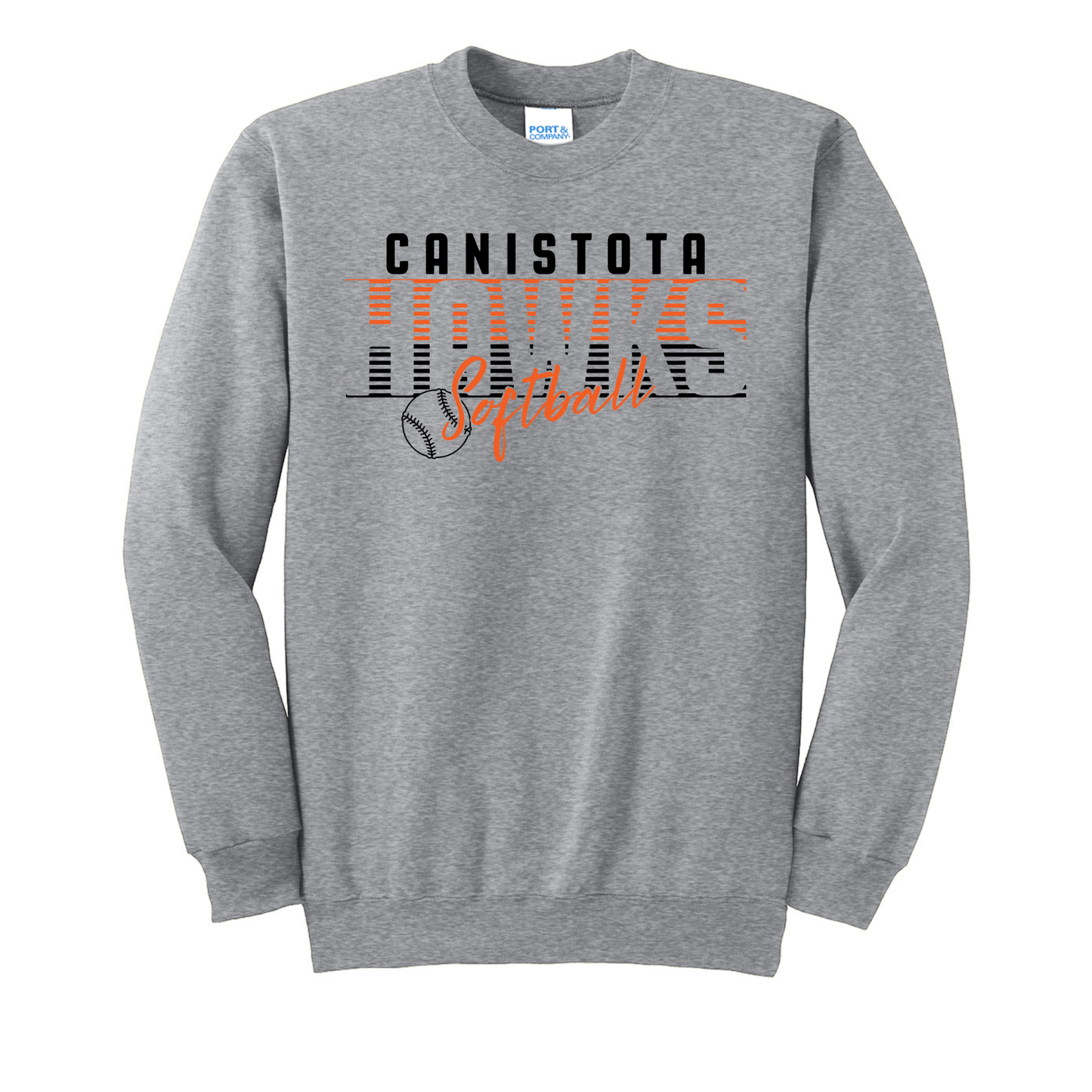 Canistota Softball Port & Company® Tall Essential Fleece Crewneck Sweatshirt