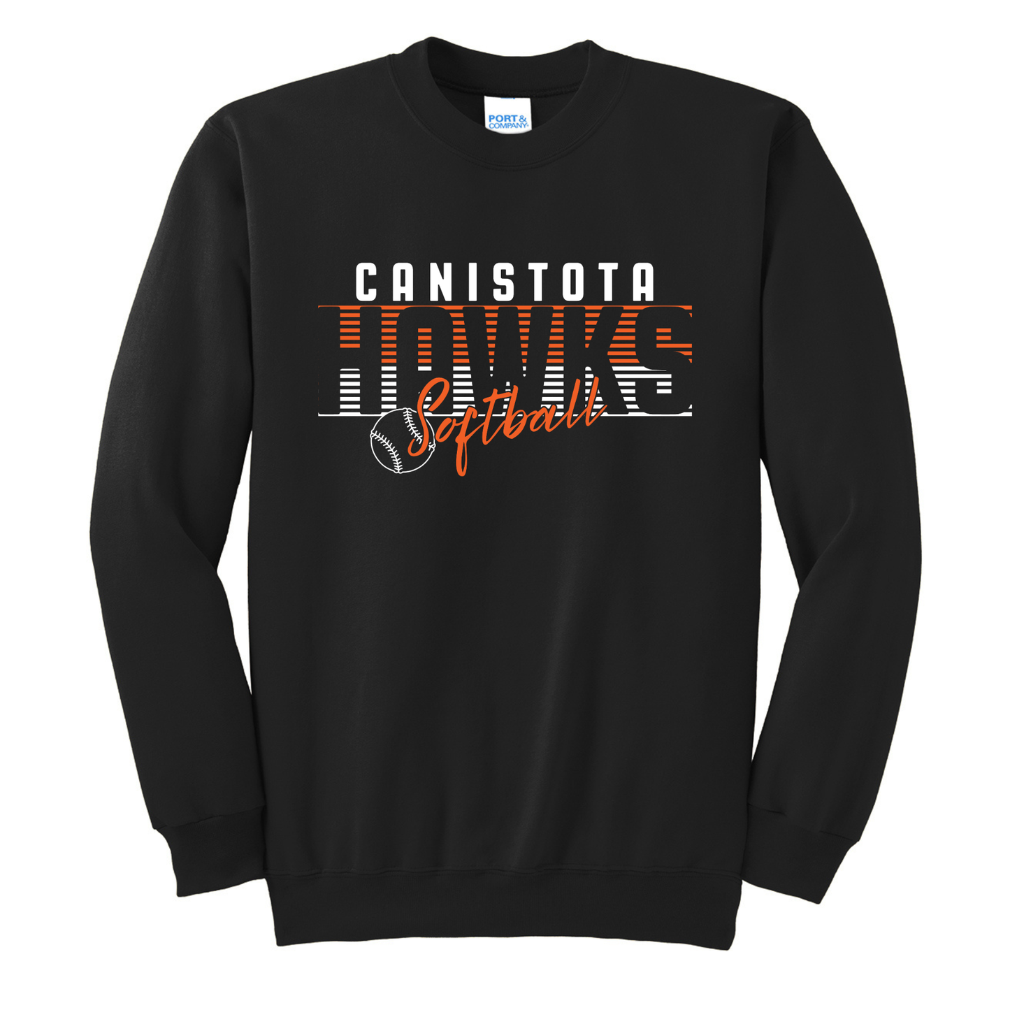 Canistota Softball Port & Company® Tall Essential Fleece Crewneck Sweatshirt