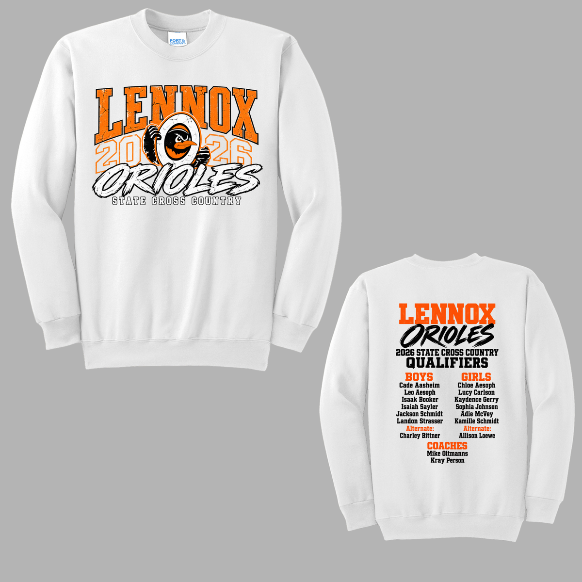 Lenox State XC Port & Co® Essential Fleece Crewneck Sweatshirt