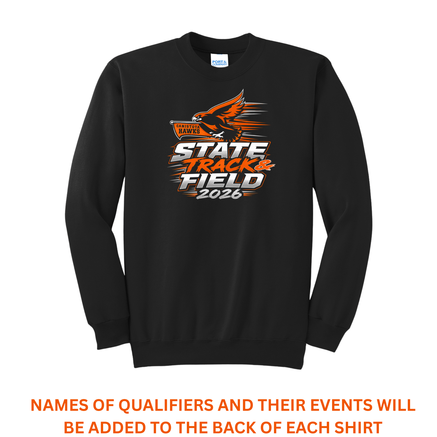 Canistota Hawks State Track & Field Port & Co™ Essential Fleece Crewneck Sweatshirt
