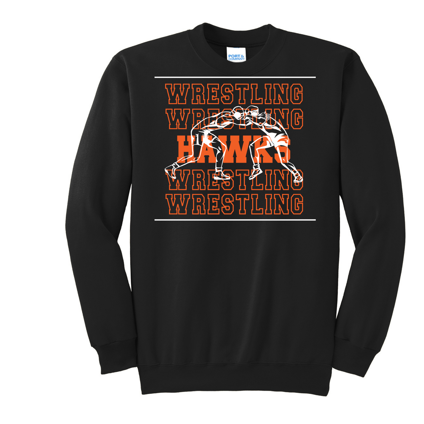 Canistota Hawks Wrestling TALL Port & Company® Tall Essential Fleece Crewneck Sweatshirt