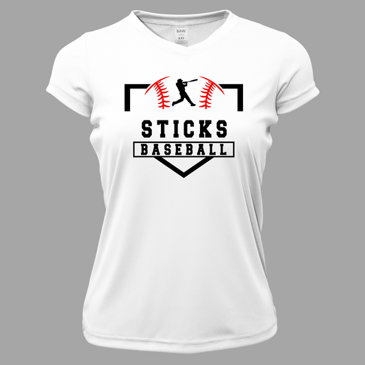 Sticks Baseball Women Xtreme-Tek V-Neck Shirt