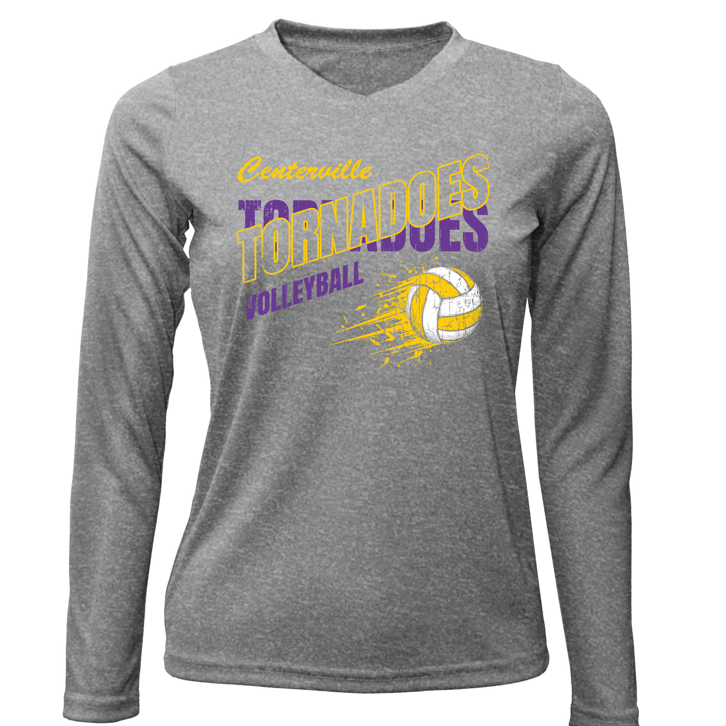 Centerville Volleyball Women Xtreme-Tek Long Sleeve V-Neck Shirt