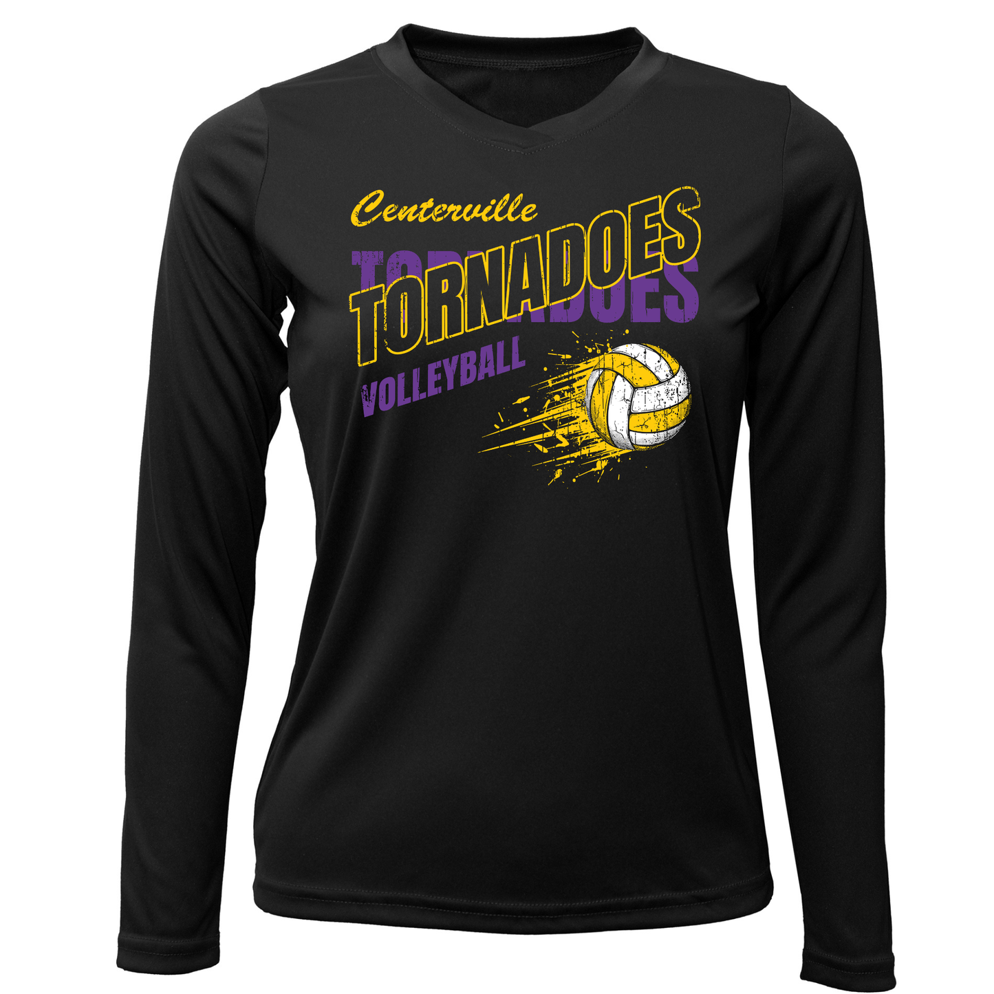 Centerville Volleyball Women Xtreme-Tek Long Sleeve V-Neck Shirt