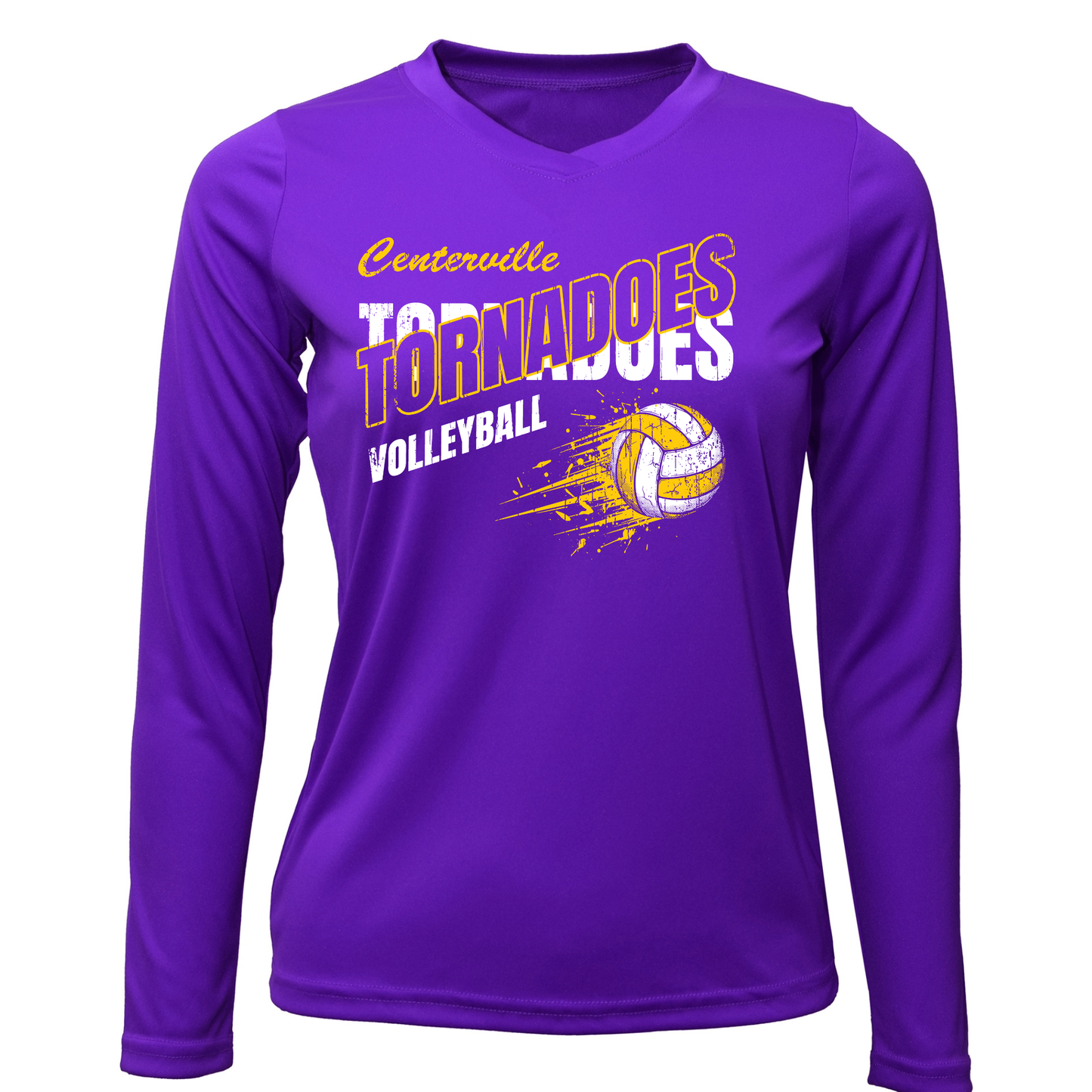 Centerville Volleyball Women Xtreme-Tek Long Sleeve V-Neck Shirt