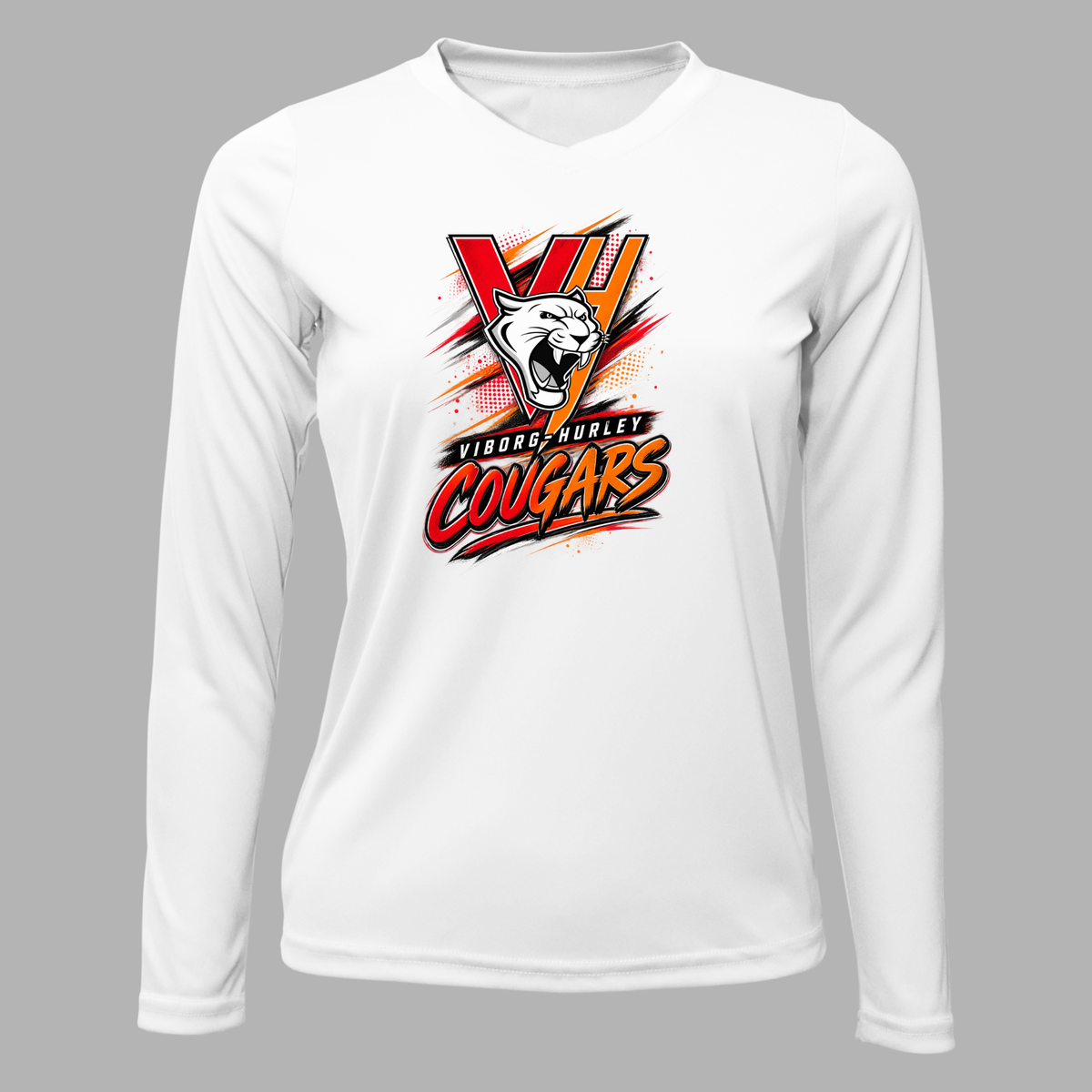 VH Booster Club Graphic Women Xtreme-Tek Long Sleeve V-Neck Shirt